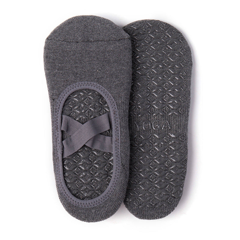 Non-Slip Yoga Socks for Women, Terry Lined Pilates Socks with Cross Strap, Thickened Cotton Grip Socks for Barre, Dance & Home Workouts