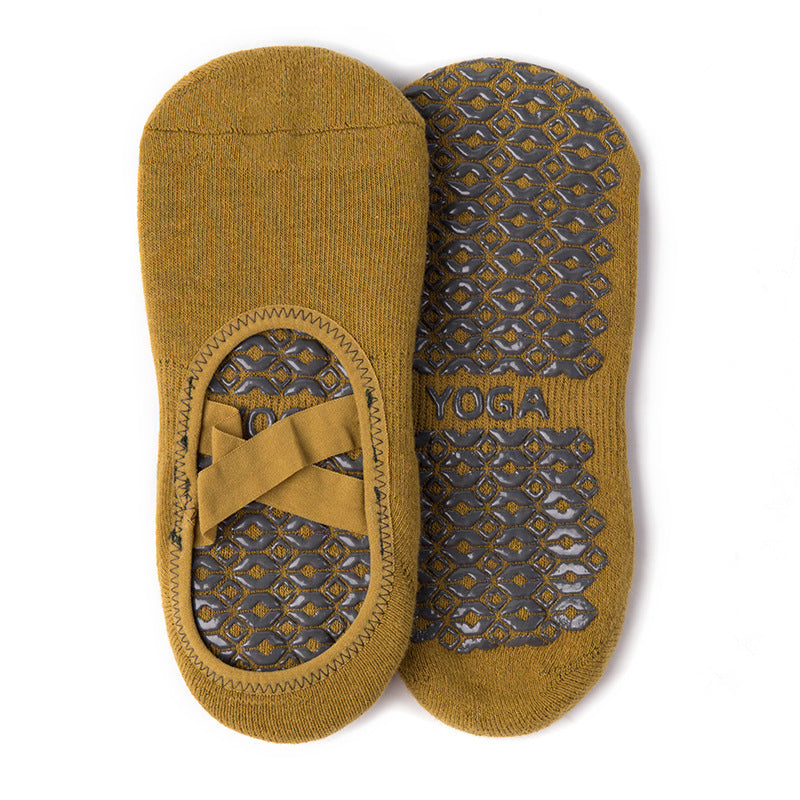 Non-Slip Yoga Socks for Women, Terry Lined Pilates Socks with Cross Strap, Thickened Cotton Grip Socks for Barre, Dance & Home Workouts
