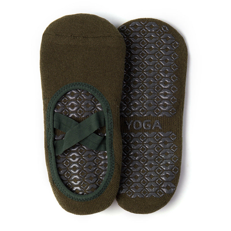 Non-Slip Yoga Socks for Women, Terry Lined Pilates Socks with Cross Strap, Thickened Cotton Grip Socks for Barre, Dance & Home Workouts