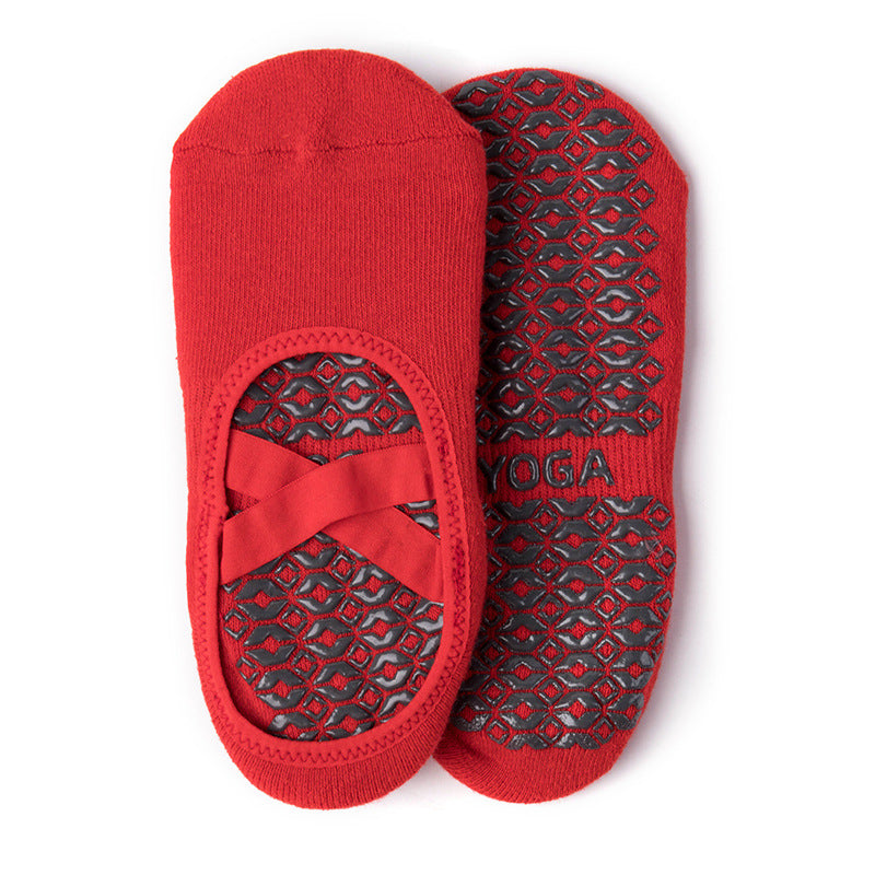 Non-Slip Yoga Socks for Women, Terry Lined Pilates Socks with Cross Strap, Thickened Cotton Grip Socks for Barre, Dance & Home Workouts
