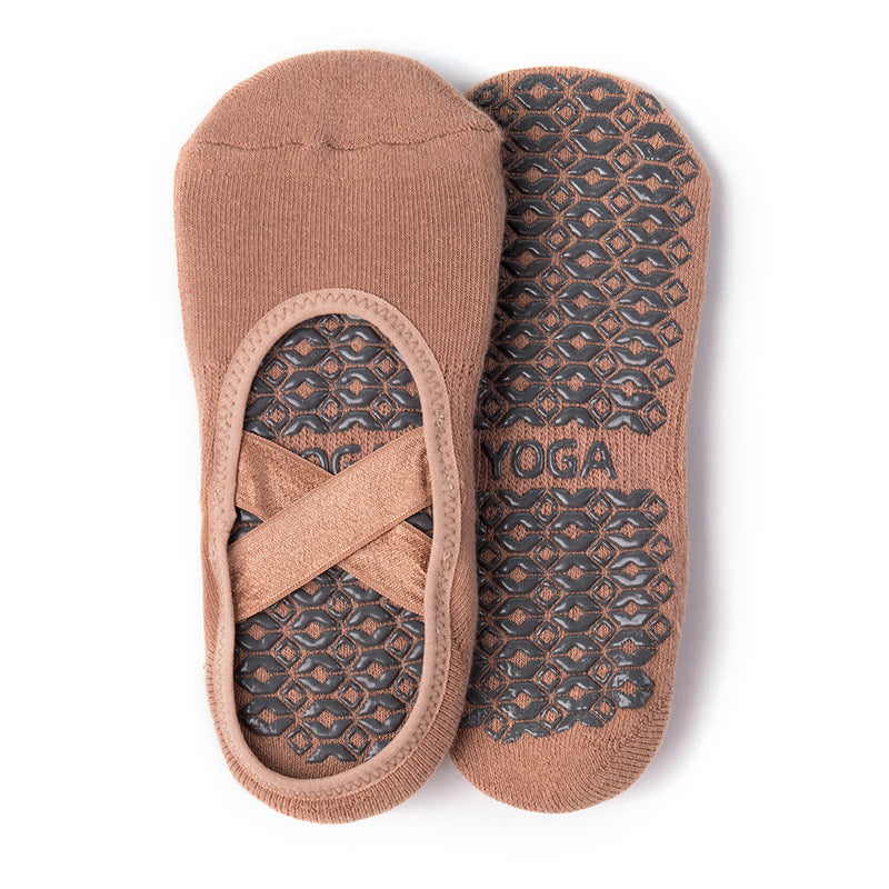 Non-Slip Yoga Socks for Women, Terry Lined Pilates Socks with Cross Strap, Thickened Cotton Grip Socks for Barre, Dance & Home Workouts