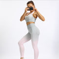 Women Moisture Wicking 2 Piece Sports Set Short Sleeve Top+Capri Yoga Pants