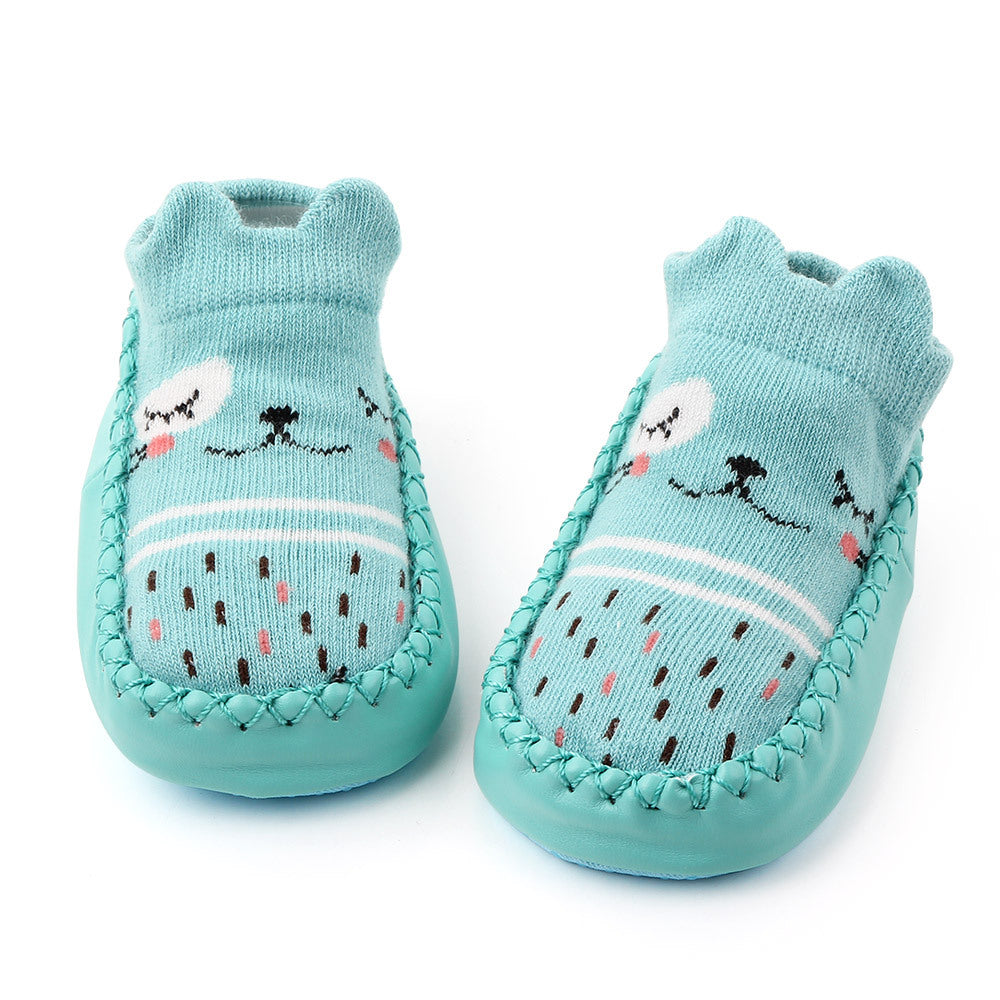 Cute Cartoon Non-Slip Baby Floor Shoes Socks, Combed Cotton Toddler Slipper Socks