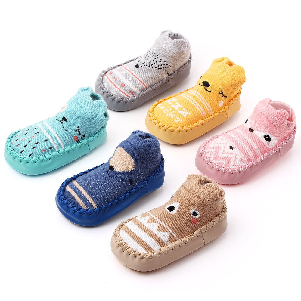 Cute Cartoon Non-Slip Baby Floor Shoes Socks, Combed Cotton Toddler Slipper Socks