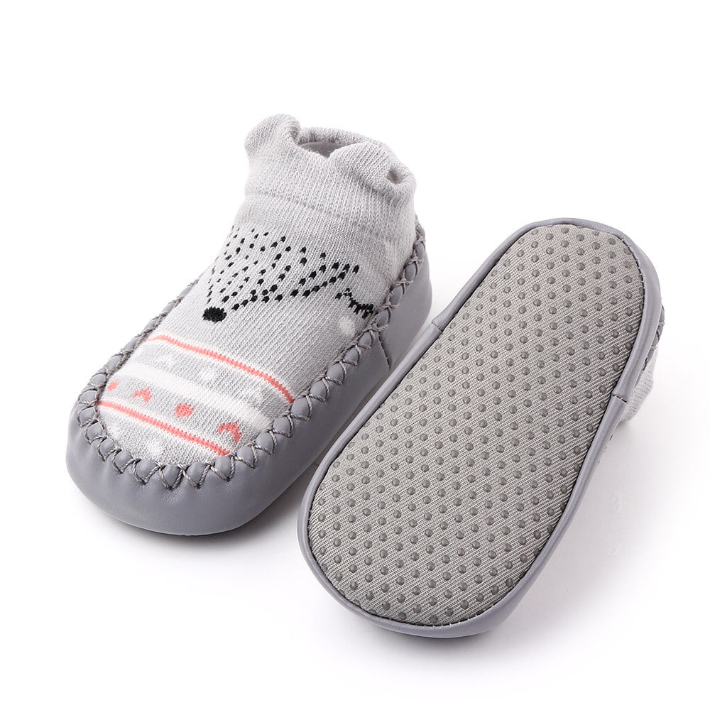 Cute Cartoon Non-Slip Baby Floor Shoes Socks, Combed Cotton Toddler Slipper Socks