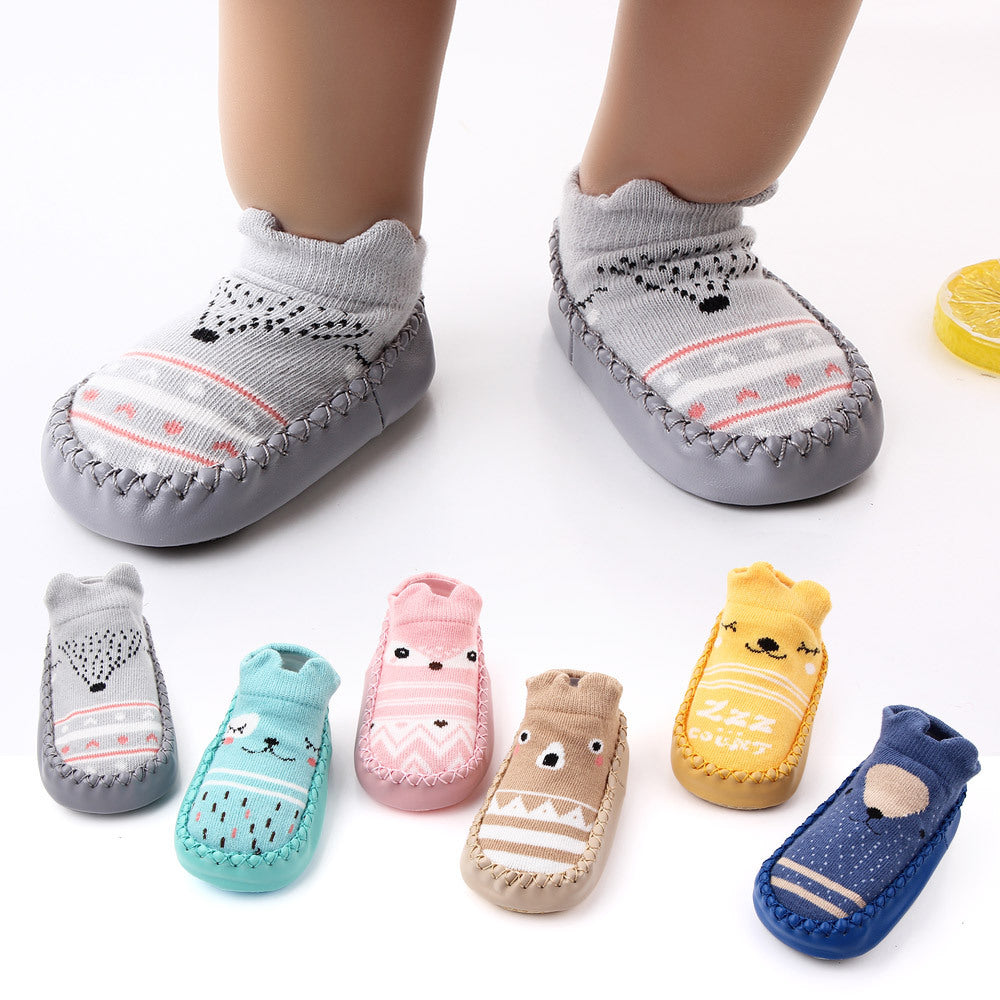 Cute Cartoon Non-Slip Baby Floor Shoes Socks, Combed Cotton Toddler Slipper Socks