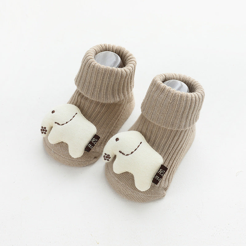 Cute Cartoon Baby Socks, Combed Cotton Mid-Calf Toddler Socks for 1-3 Years Old