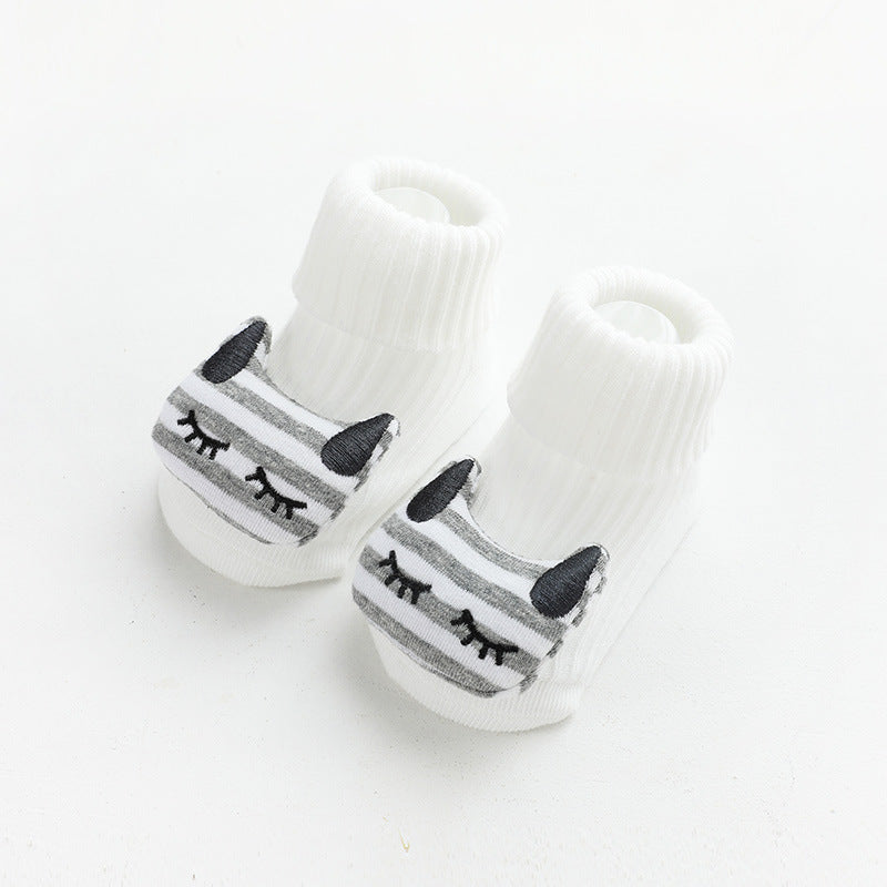 Cute Cartoon Baby Socks, Combed Cotton Mid-Calf Toddler Socks for 1-3 Years Old