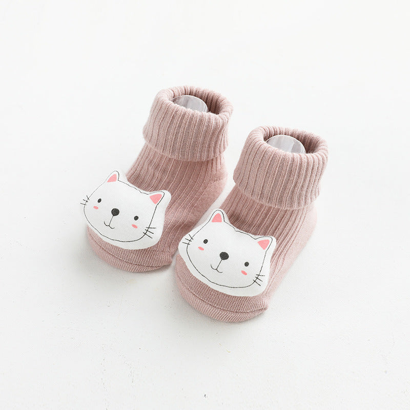 Cute Cartoon Baby Socks, Combed Cotton Mid-Calf Toddler Socks for 1-3 Years Old