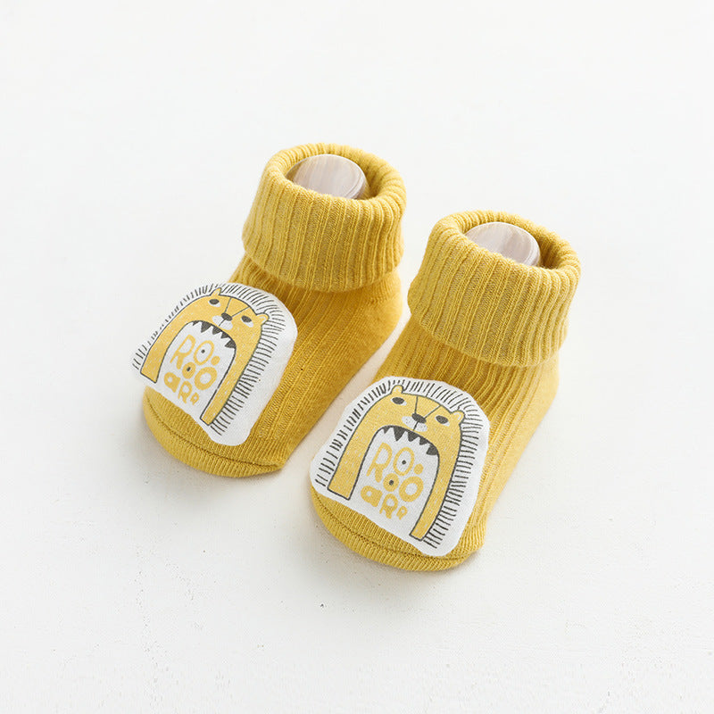 Cute Cartoon Baby Socks, Combed Cotton Mid-Calf Toddler Socks for 1-3 Years Old