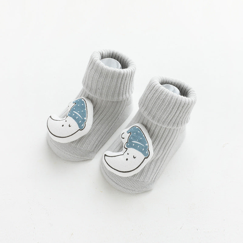 Cute Cartoon Baby Socks, Combed Cotton Mid-Calf Toddler Socks for 1-3 Years Old
