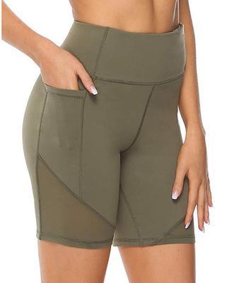 Solid Pocket High Waist Sports Shorts Quick Dry Gym Yoga Pants