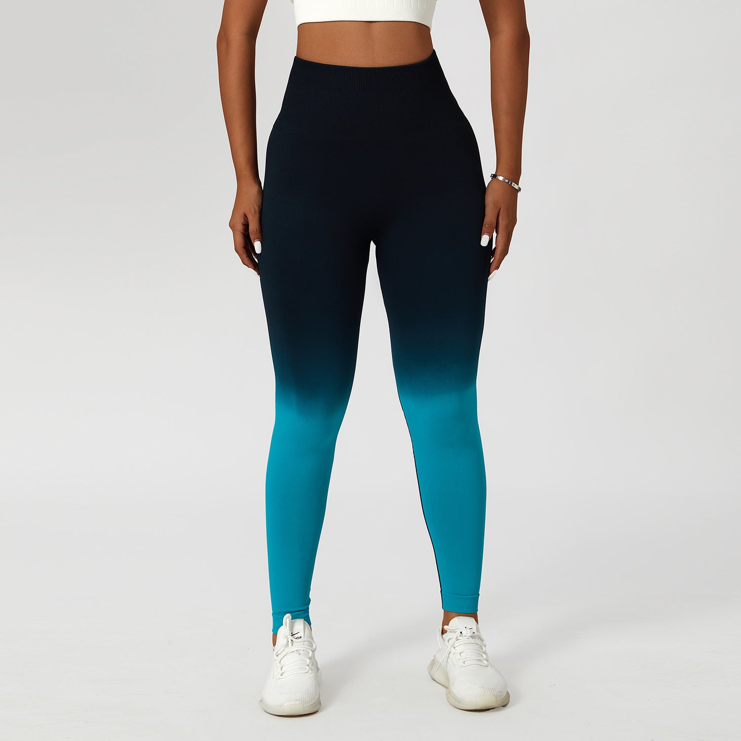 Gradient seamless European and American yoga pants women's hanging dyed peach hip-lifting sports leggings high waist tummy control running fitness pants