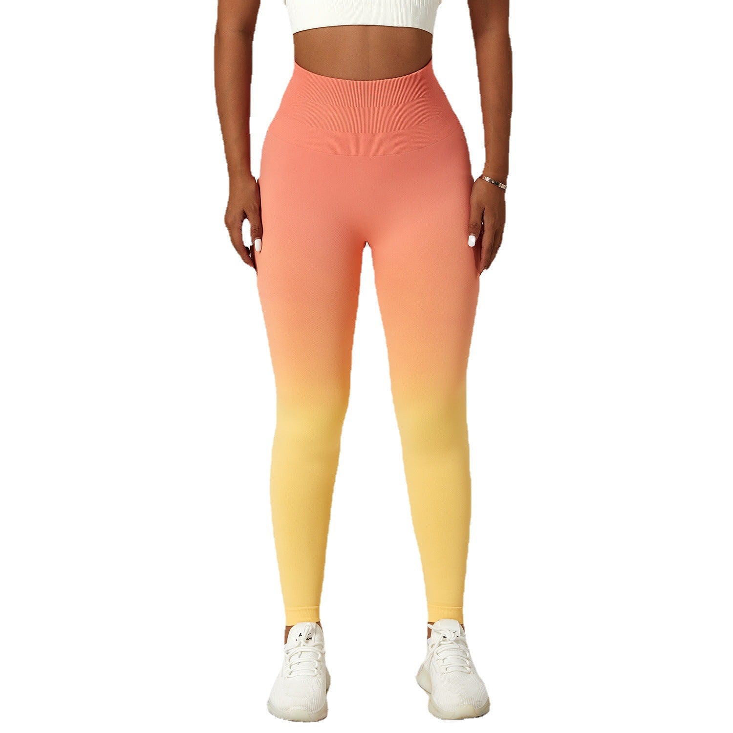 Gradient seamless European and American yoga pants women's hanging dyed peach hip-lifting sports leggings high waist tummy control running fitness pants