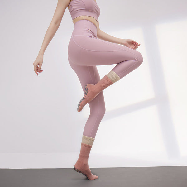 Women Non-Slip Compression Mid-Calf Pilates Yoga Socks