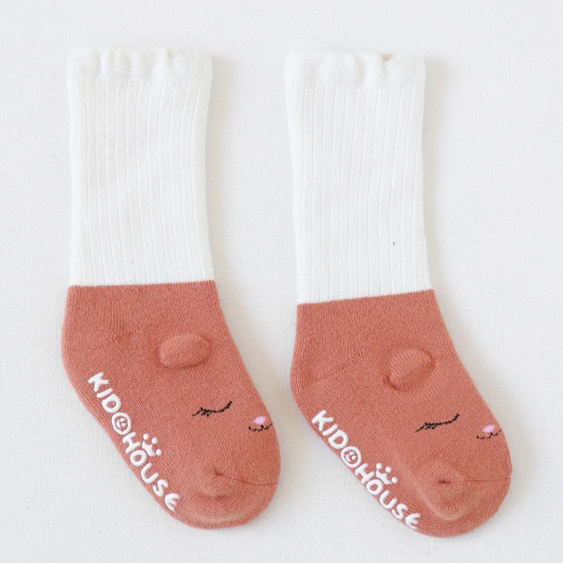 Cute Cartoon Non-Slip Baby Socks, Cotton Mid-Calf Toddler Socks for 0-6 Months