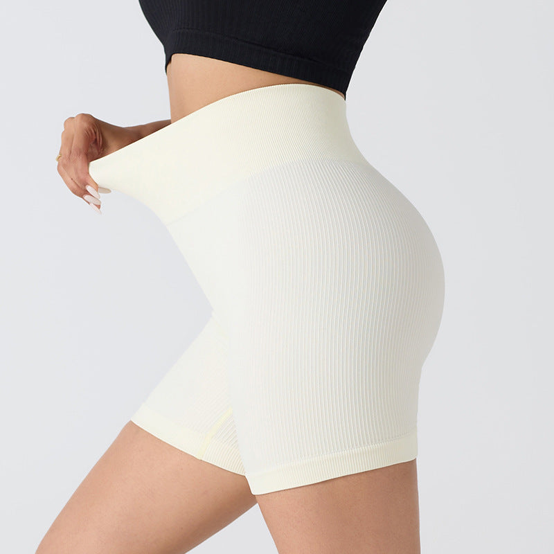 Threaded high waist seamless hip-lifting yoga shorts three-point anti-exposure sports fitness shorts peach hips without embarrassing lines