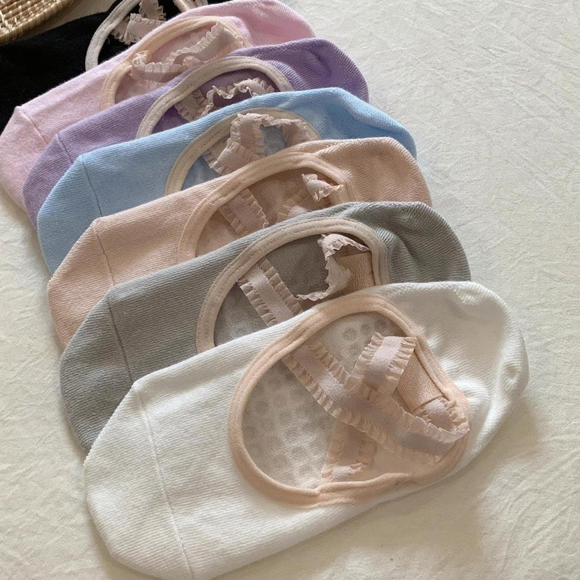 Sweet Non-Slip Ballet Yoga Socks for Women, 200N Cotton Cross-Strap Pilates Socks, Cute Barefoot Fitness Socks for Summer