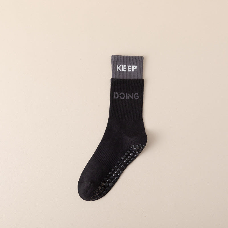 Ins Style Letter Print Yoga Socks | Non-Slip Cotton Grip Socks for Pilates