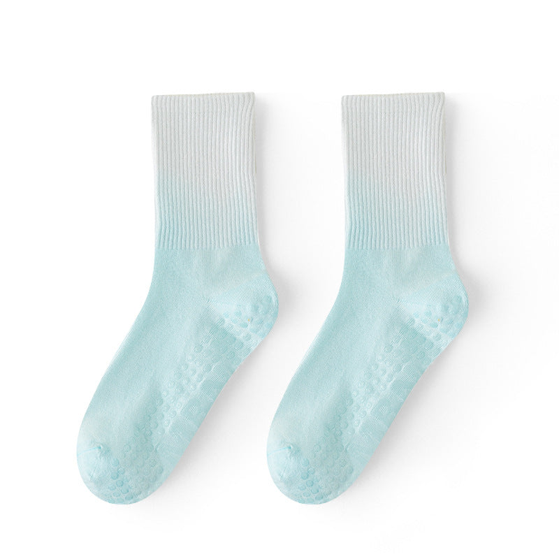 Dreamy Gradient Pastel Yoga Socks | Anti-Slip Breathable Cotton Crew Socks