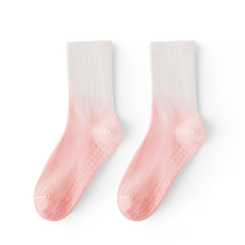 Dreamy Gradient Pastel Yoga Socks | Anti-Slip Breathable Cotton Crew Socks
