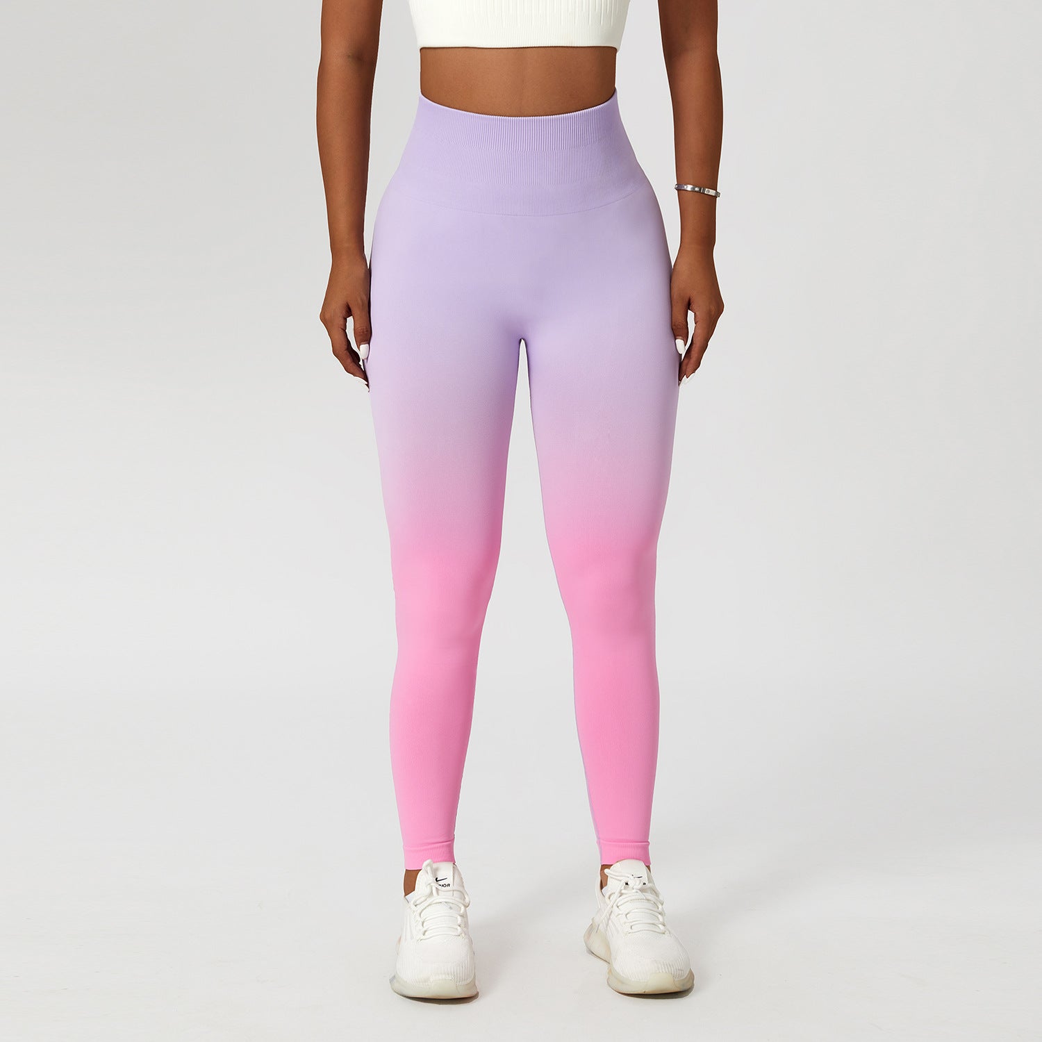 Gradient seamless European and American yoga pants women's hanging dyed peach hip-lifting sports leggings high waist tummy control running fitness pants