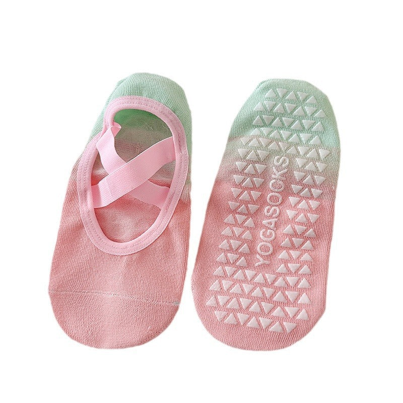Gradient Non-Slip Yoga Socks for Women, Cross Strap Pilates Socks, Breathable Summer Thin Sports Fitness Socks