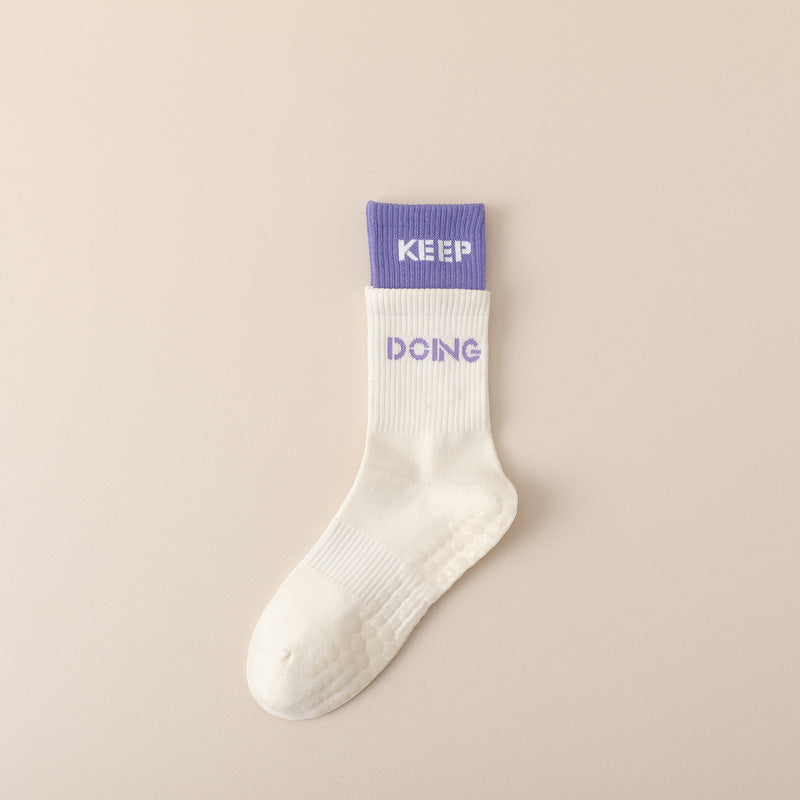 Ins Style Letter Print Yoga Socks | Non-Slip Cotton Grip Socks for Pilates