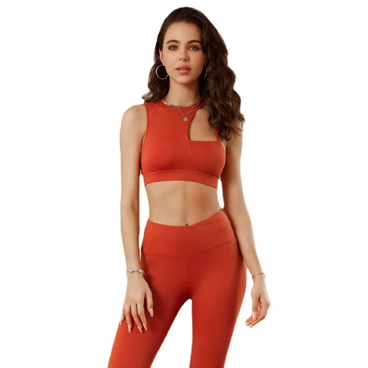 new cross-border lulu yoga clothing sports underwear shockproof bra high waist hip lifting running fitness pants suit