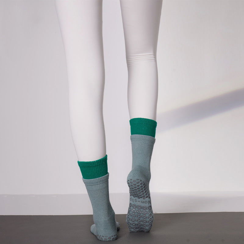 Women Non-Slip Compression Mid-Calf Pilates Yoga Socks