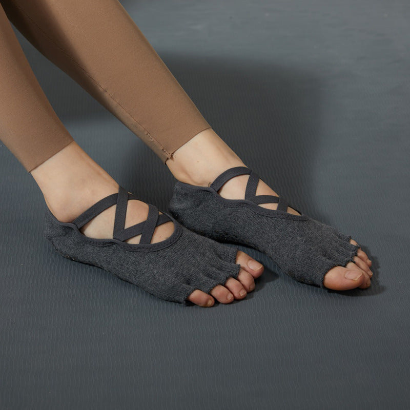 Women Multi-Strap Five Toe Non Slip Pilates Yoga Grip Socks