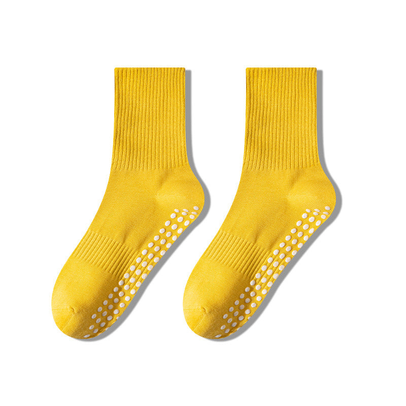 Non-Slip Mid-Calf Yoga Socks for Women, 200N Cotton Pilates Socks, Breathable Sweat-Absorbent Sports Socks