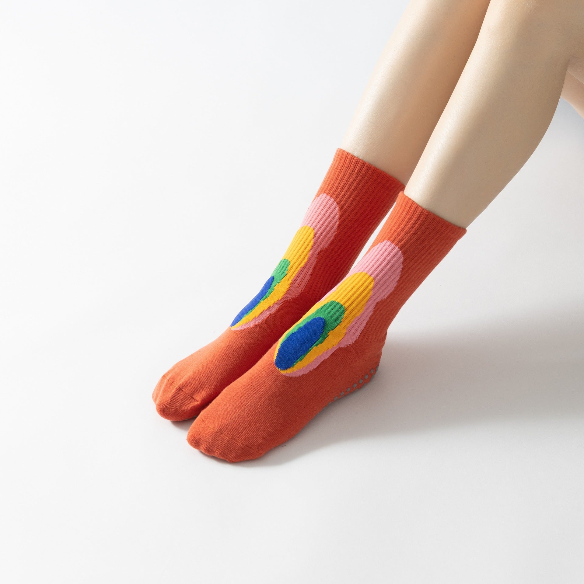 Anti-Slip Graffiti Yoga & Pilates Socks | Breathable Cotton Crew Socks