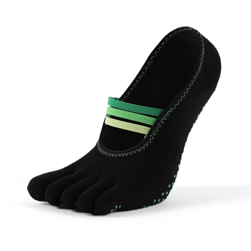 Professional Five-Toe Yoga Grip Socks | Anti-Slip Pilates Socks with Elastic Straps