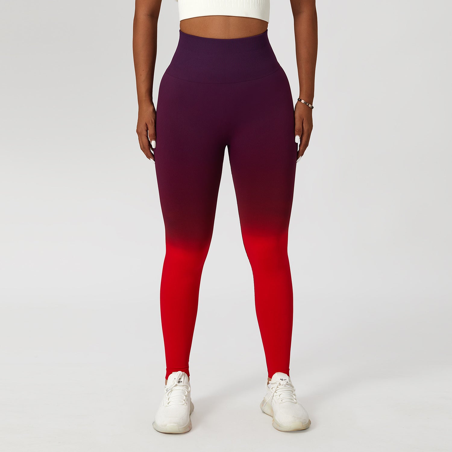 Gradient seamless European and American yoga pants women's hanging dyed peach hip-lifting sports leggings high waist tummy control running fitness pants