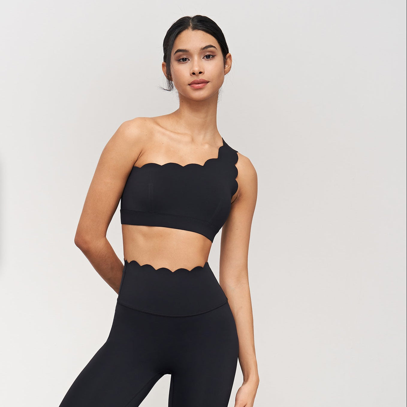 Women One Shoulder Shockproof Yoga Bra, Wide Hem Beautiful Back Stretch Fitness Crop Top