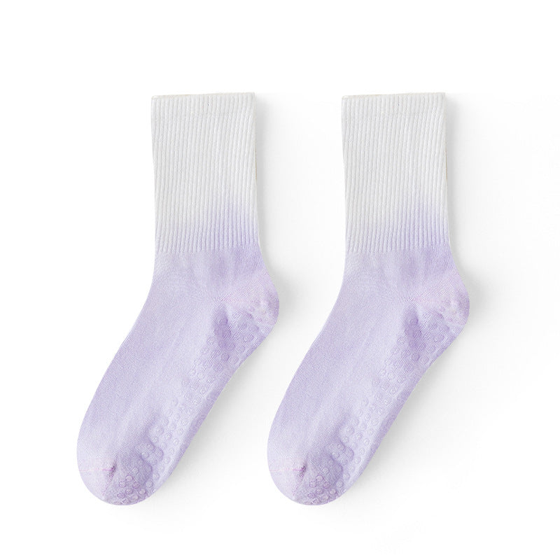 Dreamy Gradient Pastel Yoga Socks | Anti-Slip Breathable Cotton Crew Socks