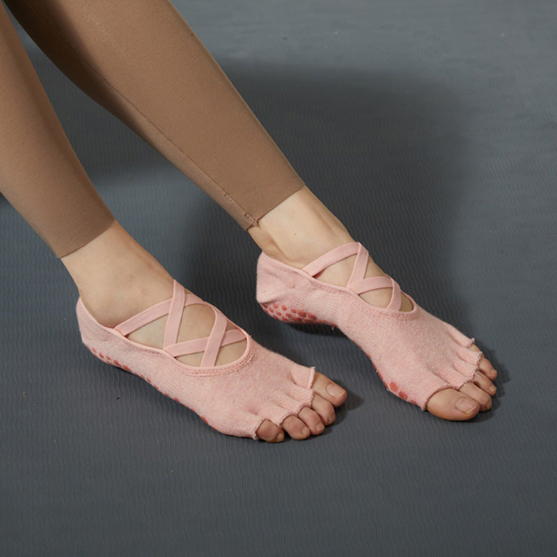 Women Multi-Strap Five Toe Non Slip Pilates Yoga Grip Socks