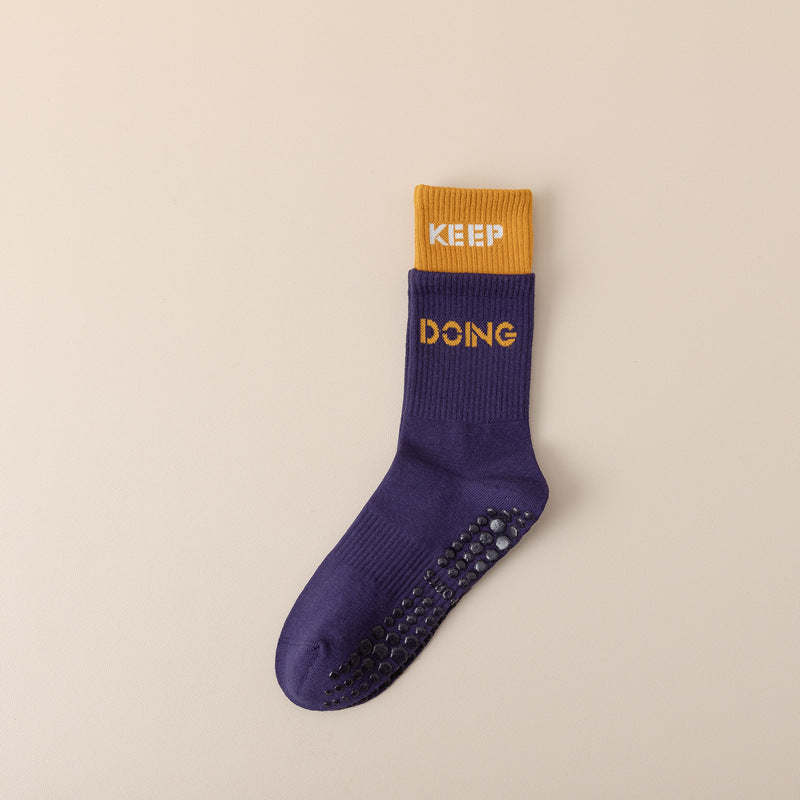 Ins Style Letter Print Yoga Socks | Non-Slip Cotton Grip Socks for Pilates