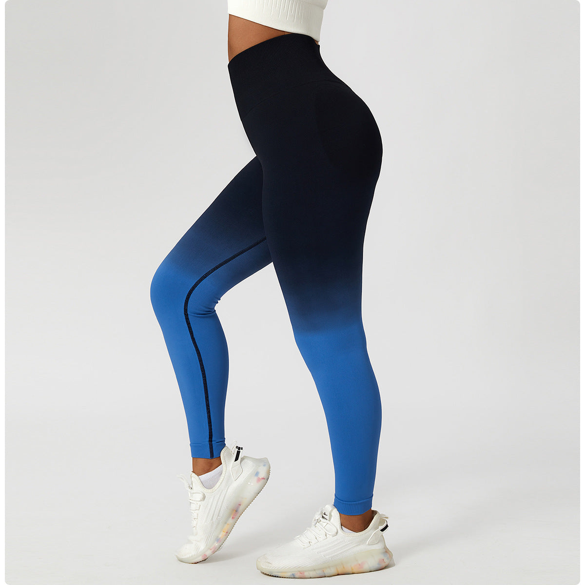 Gradient seamless European and American yoga pants women's hanging dyed peach hip-lifting sports leggings high waist tummy control running fitness pants
