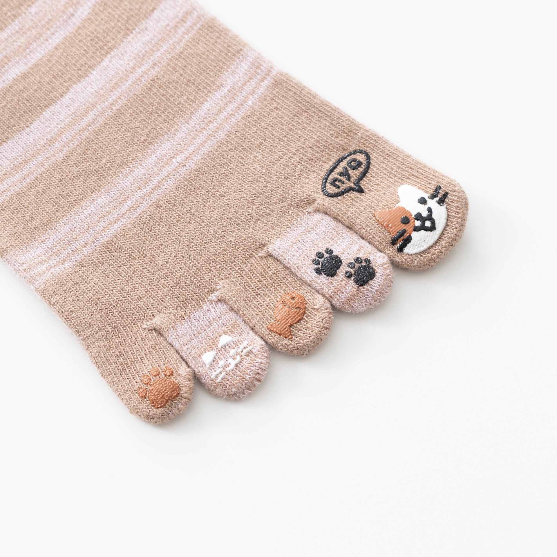 Women Striped Five-Toe Non-Slip Pilates Yoga Calf Socks
