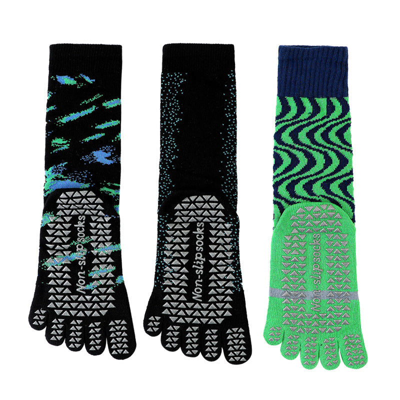 Floral Non-Slip Mid-Calf Yoga Socks for Women, 168N Cotton Pilates Socks