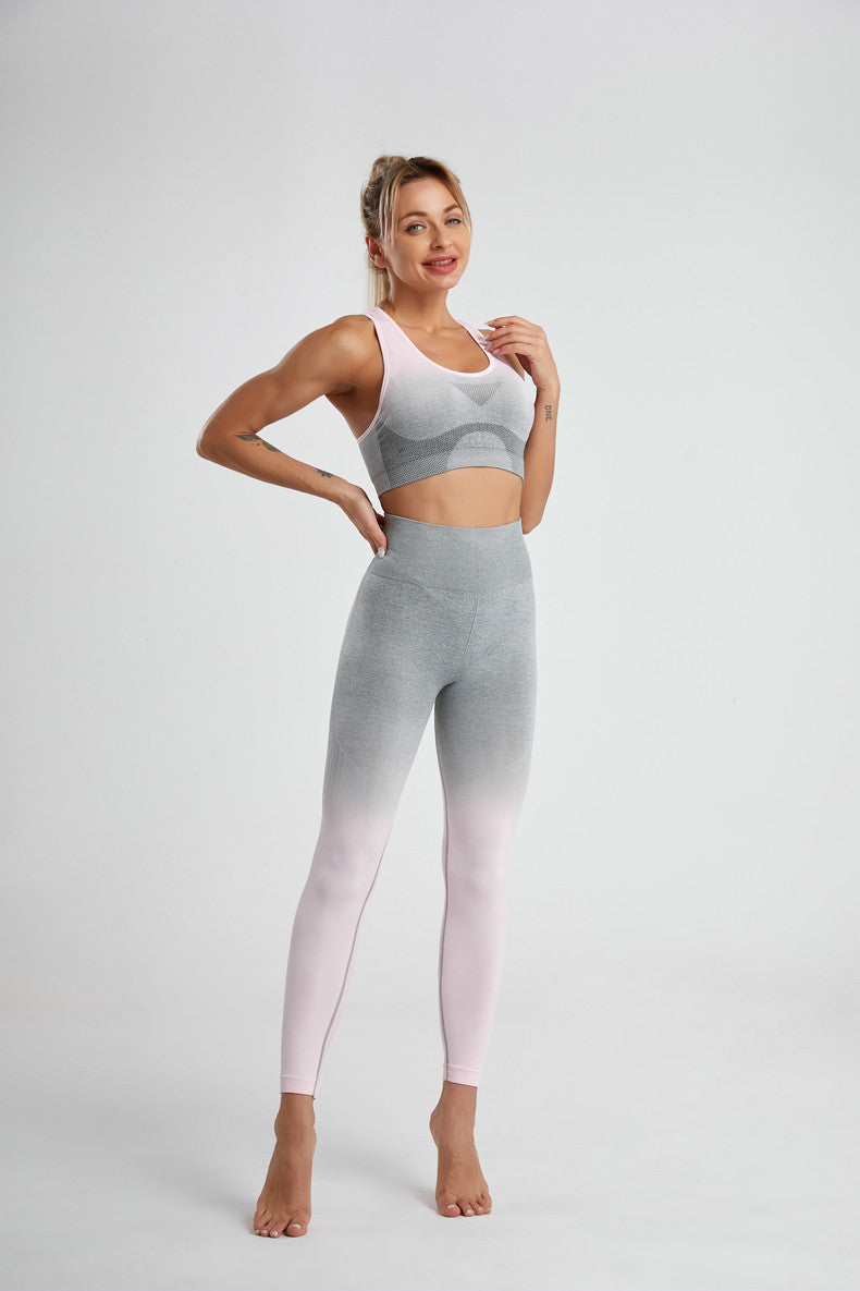Women Moisture Wicking 2 Piece Sports Set Short Sleeve Top+Capri Yoga Pants