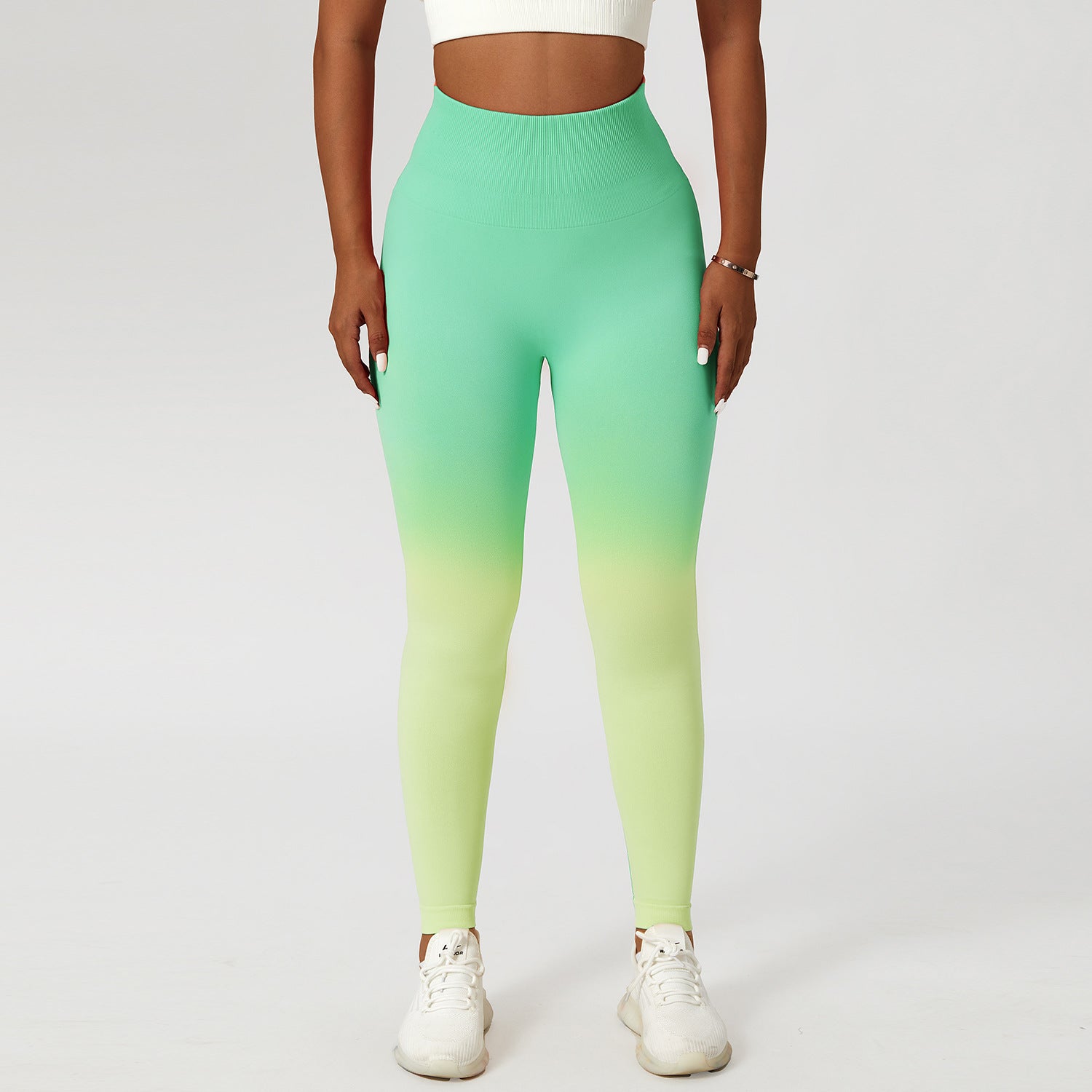 Gradient seamless European and American yoga pants women's hanging dyed peach hip-lifting sports leggings high waist tummy control running fitness pants