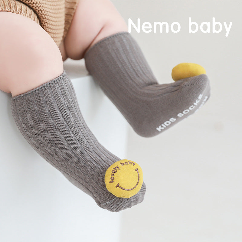 Cute Cartoon 3D Doll Mid-Calf Baby Socks, Combed Cotton Newborn Socks (0-6 Months)