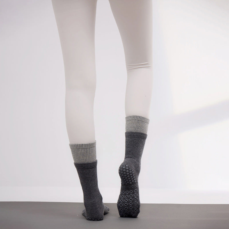 Women Non-Slip Compression Mid-Calf Pilates Yoga Socks
