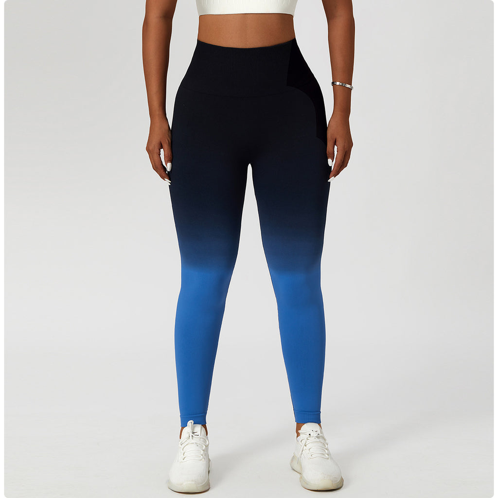 Gradient seamless European and American yoga pants women's hanging dyed peach hip-lifting sports leggings high waist tummy control running fitness pants