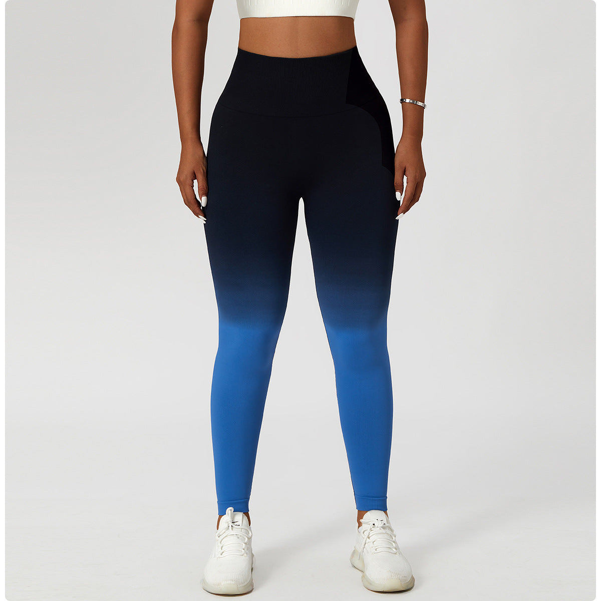 Gradient seamless European and American yoga pants women's hanging dyed peach hip-lifting sports leggings high waist tummy control running fitness pants