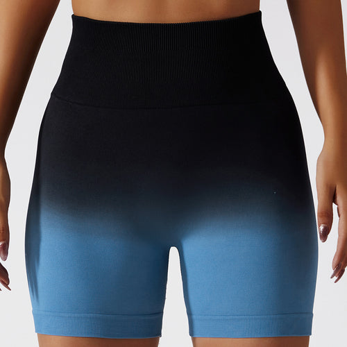 European and American Gradient Seamless Yoga Shorts Breathable Tight Sports Shorts Women's High Waist Elastic Butt Lifting Fitness Pants 6406