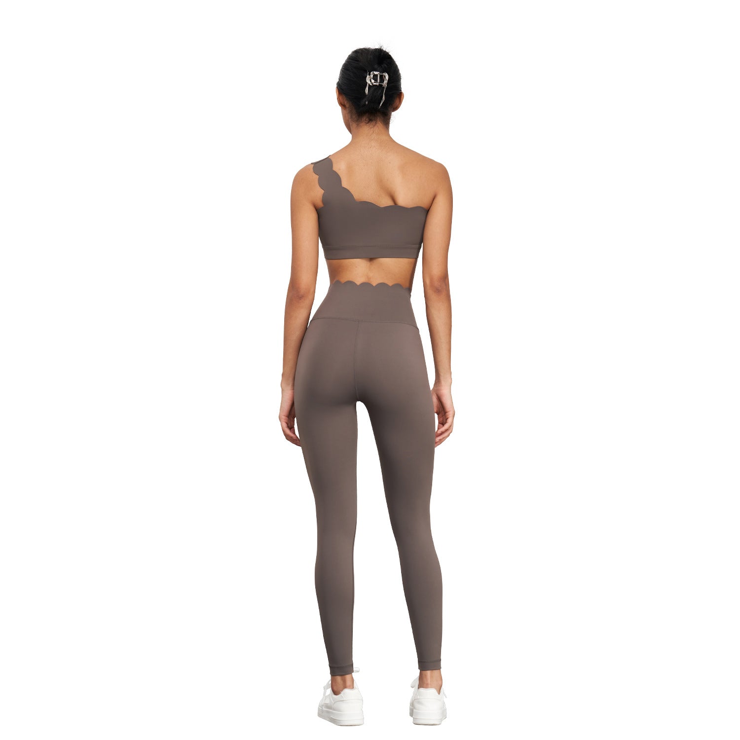 Women One Shoulder Shockproof Yoga Bra, Wide Hem Beautiful Back Stretch Fitness Crop Top